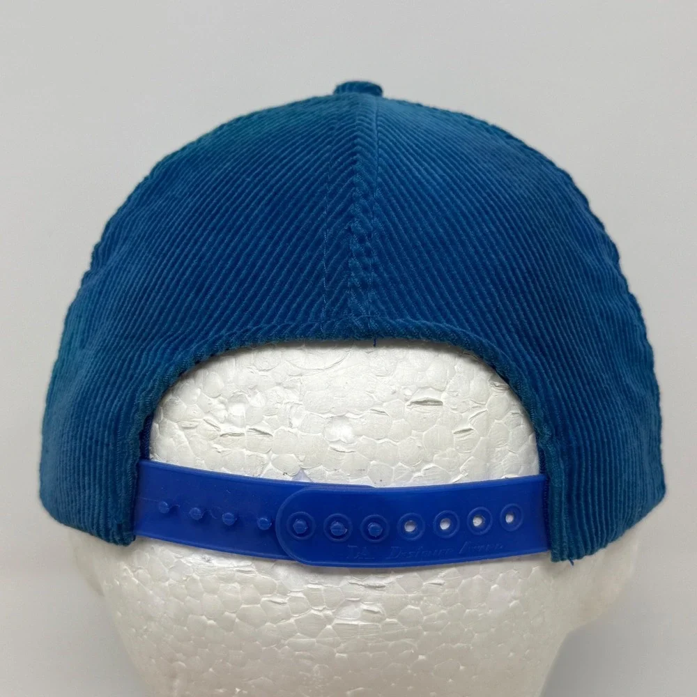Vintage Sea Lion Caves Oregon Coast Corduroy Snapback Hat Blue Rope Trucker